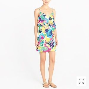 Printed ruffle-front cami dress